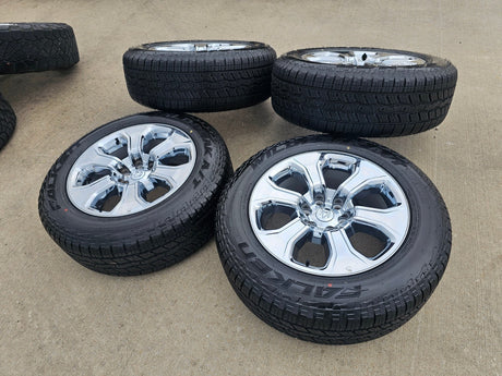 20" Dodge Ram 1500 OEM Laramie CHROME 2679 wheels rims tires 2023 2024 2025 NEW Texas Truck Tire