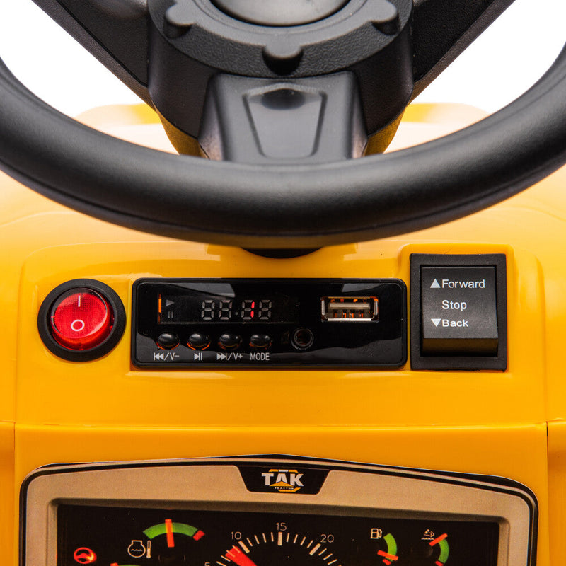 Electric Battery-Powered Ride-On Tractor and Excavator with Trailer for Kids Age 5 and Up