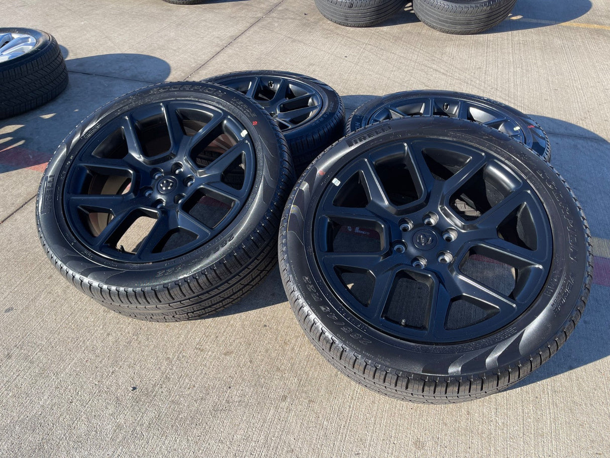 22" Dodge Ram 1500 OEM LIMITED Laramie wheels rims black 2725 2684 PIRELLI NEW Texas Truck Tire