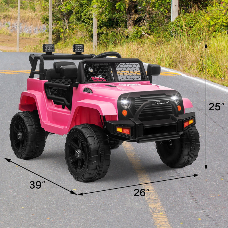 12V Kids Ride-On Truck with Remote Control, Power Wheels, and LED Lights
