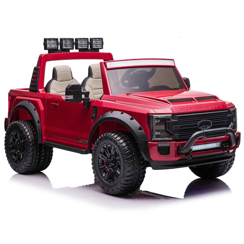 24V 2 Seater Ford F450 Exclusive Edition Children's Ride-On Truck, Illuminated with Remote Control - Crimson
