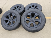 20" Dodge Ram 1500 OEM Laramie Black 2680 wheels rims 2024 2025 2026 BRIDGESTONE Texas Truck Tire
