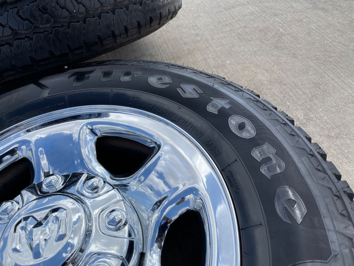 17" Ram 2500 3500 Laramie Power Wagon OEM 2186 wheels rims FIRESTONE A/T2 Texas Truck Tire