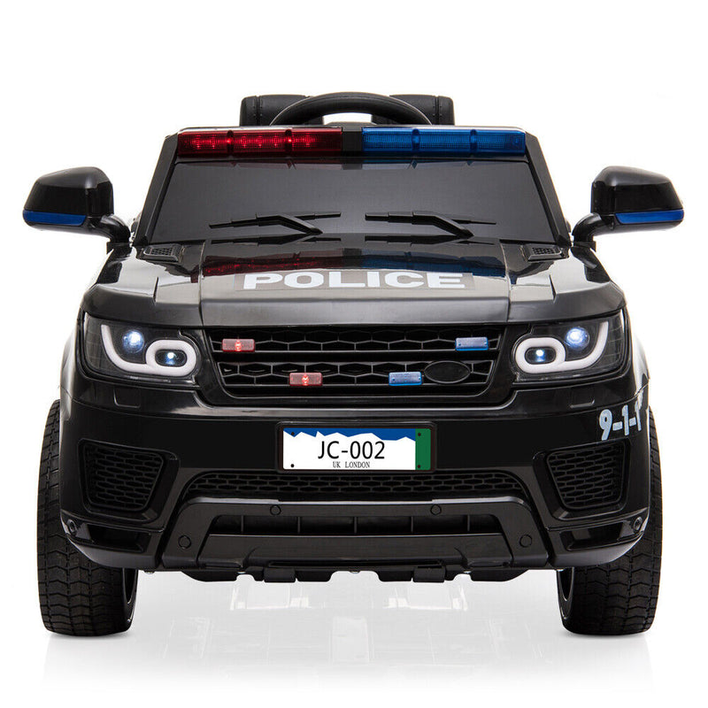 12V Children's Police Ride-On Vehicle with Electric Power, 2.4G Remote Control, and Flashing LED Lights