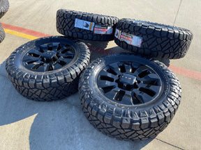 20" GMC Sierra Chevy Silverado 2500 3500 OEM 5960 5947 wheels rims NEW 35" Texas Truck Tire