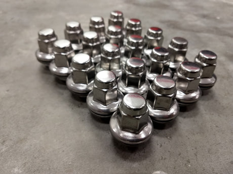 20) 14x1.5 OEM Toyota Tundra lug nuts washer polished LX570 Sequoia Land Cruiser Texas Truck Tire