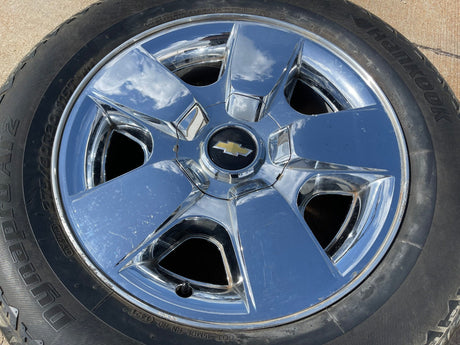 20" Chevy Silverado Tahoe Suburban chrome OEM 5417 wheel rim tire Texas Truck Tire