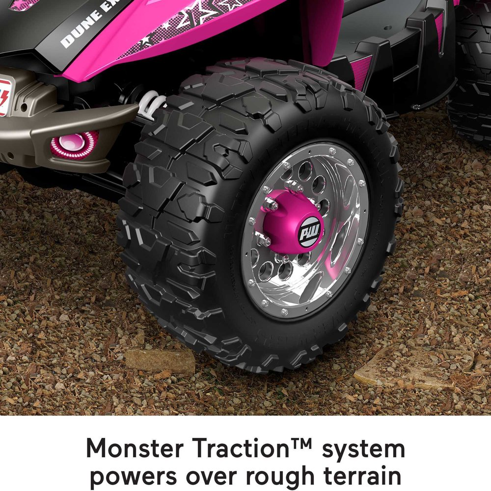 Pink 2-Seater Ride-On Sports Car with Extra Wide Wheels and 12V Battery for Speed up to 5 Miles per Hour