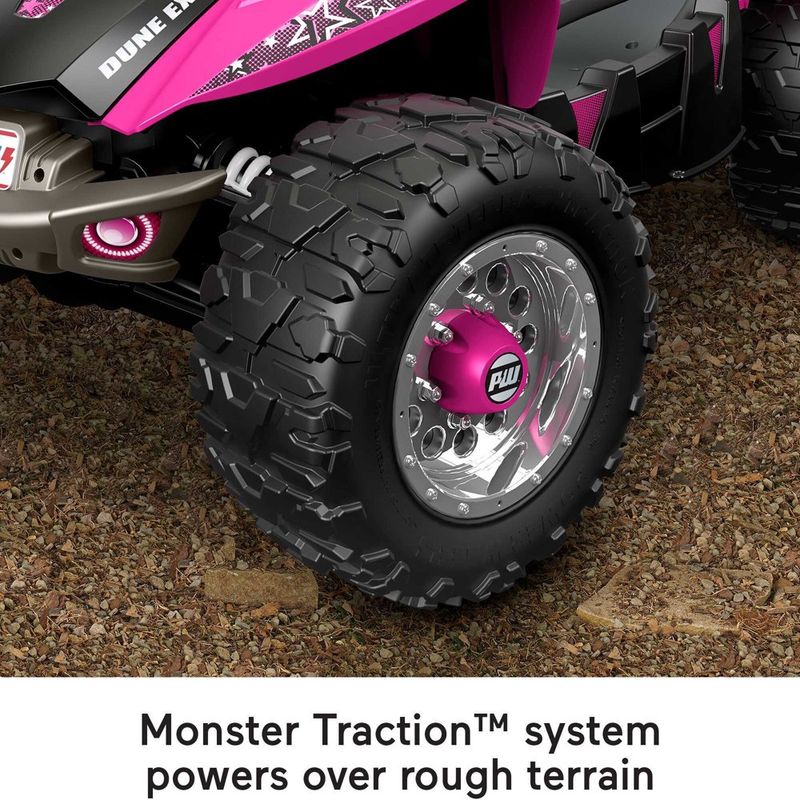 Pink 2-Seater Ride-On Sports Car with Extra Wide Wheels and 12V Battery for Speed up to 5 Miles per Hour