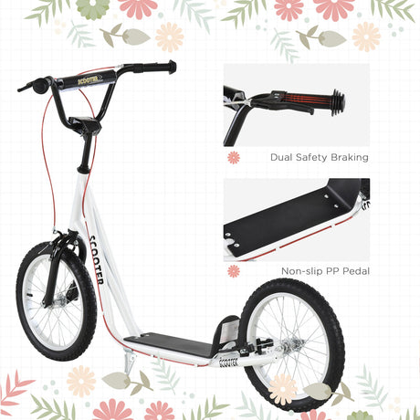 Youth Kick Scooter for Kids 5+ with 16" Wheels and Adjustable Handlebar