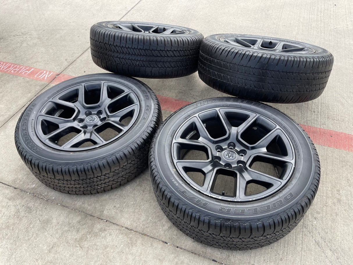 22" Dodge Ram 1500 OEM LIMITED Laramie wheels rims black 2725 2684 BRIDGESTONE Texas Truck Tire