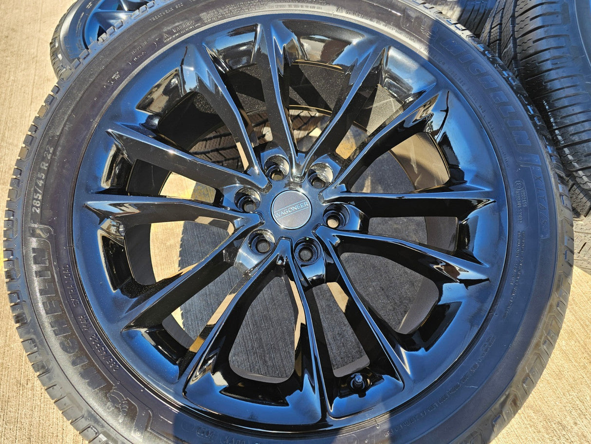 22" Jeep Grand Wagoneer OEM 9298 Obsidian rims wheels RAM 1500 MICHELIN Texas Truck Tire