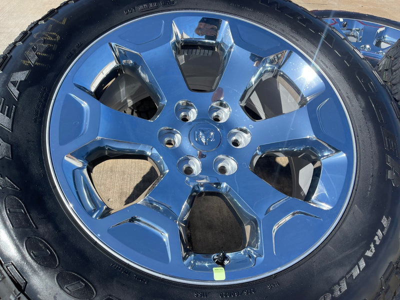 20" Dodge Ram 1500 OEM Laramie CHROME 2680 wheels rims 2025 2026 GOODYEAR NEW Texas Truck Tire