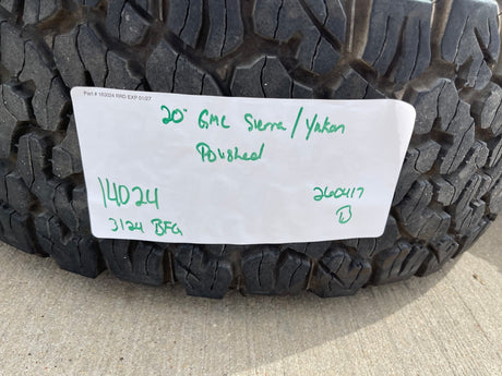 20" GMC Yukon Sierra Tahoe Silverado OEM 2120 14024 wheels rims BFG KO2 A/T 33" Texas Truck Tire