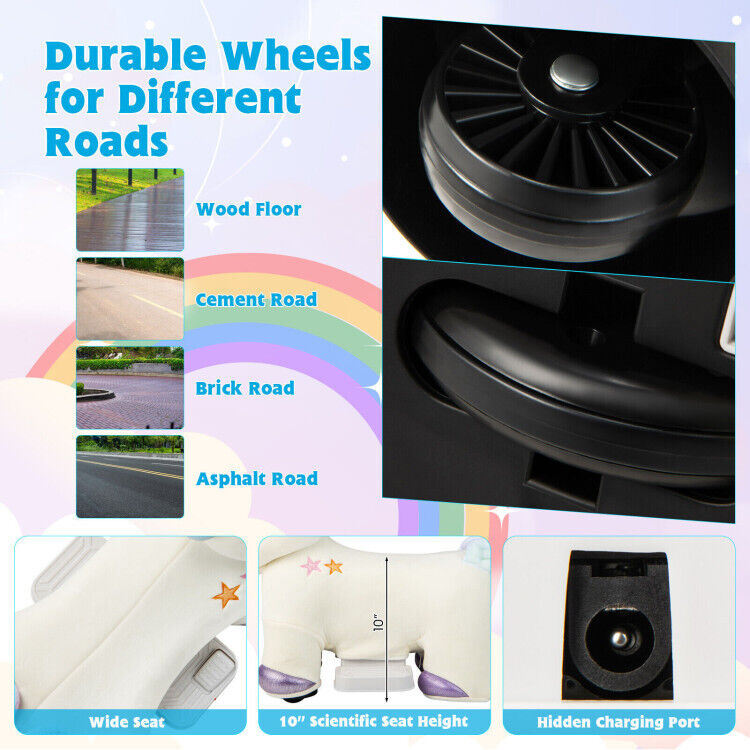 Magical 6V Electric Unicorn Car for 1-3 Year Old Girls with Music