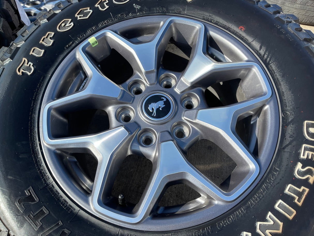 17" Ford Bronco wheels rims SASQUATCH 95229 10387 Ranger NEW FIRESTONE M/T Texas Truck Tire