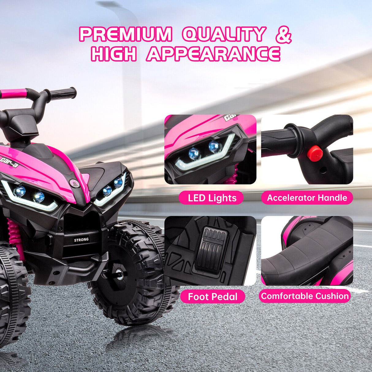 Electric 4-Wheels Car Truck ATV for Kids Ages 3+: 12V Battery Powered Ride On Toy
