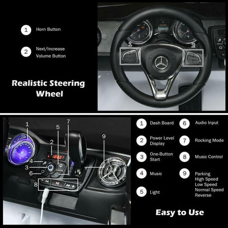 Police Car Ride-On Toy for Kids - 2 Seater Licensed Mercedes Benz X Class RC Trunk