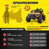 XXL 4X4 Battery-Powered 2-Seater 4WD Kids Electric Vehicle - 24V MAX Ride-On Truck