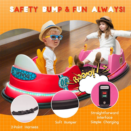 6V Kids Ride-On Bumper Car with Remote Control, 360° Spin and Flashing Lights for Toddlers