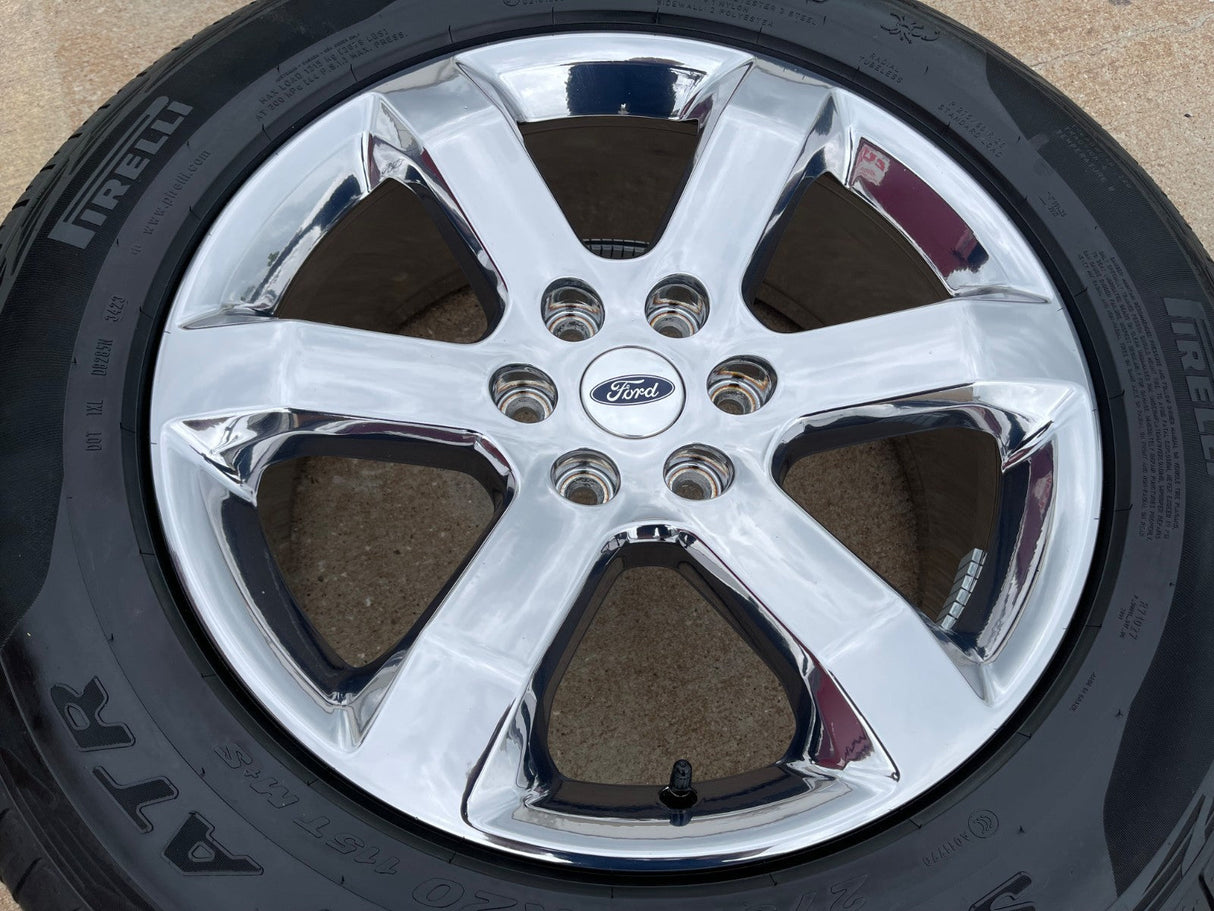 20" Ford F-150 OEM rim wheel CHROME 10347 Expedition spare PIRELLI A/T NICE Texas Truck Tire