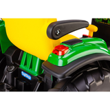 Adjustable Seat 12V Battery-Powered Ride-On Ground Loader with Flip-up Armrests