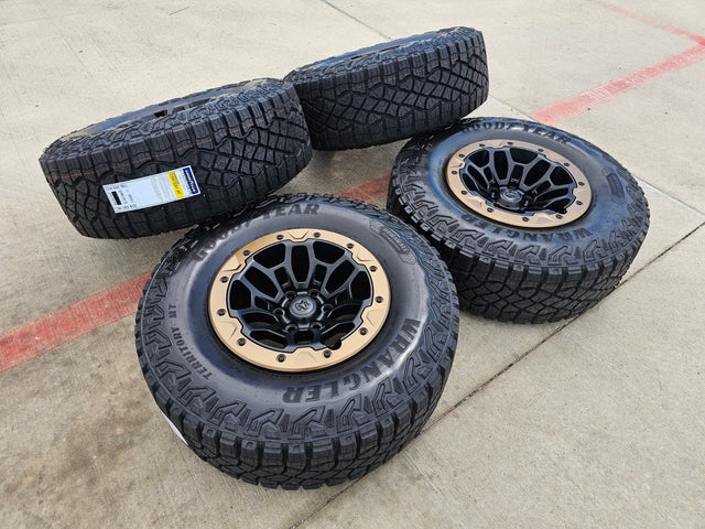 18" Dodge Ram 1500 TRX Beadlock OEM bronze RHO wheels rims 2735 tires 35" NEW Texas Truck Tire