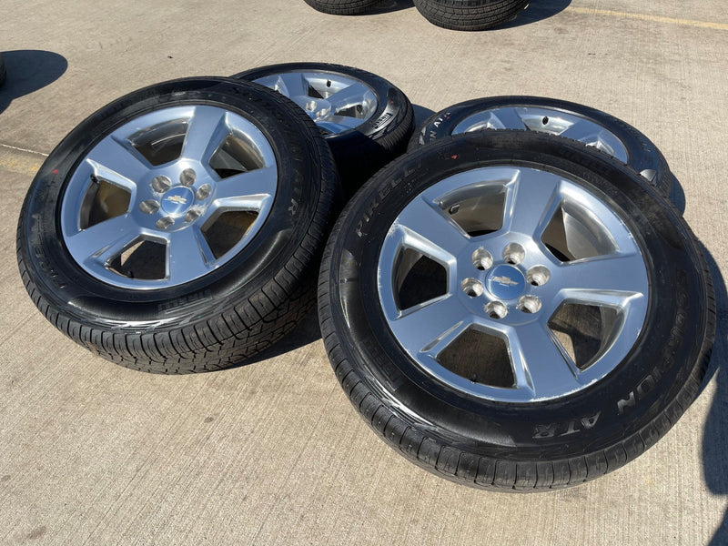 20" Chevy Silverado 1500 Tahoe Suburban OEM wheels rims 5652 tires PIRELLI A/T Texas Truck Tire