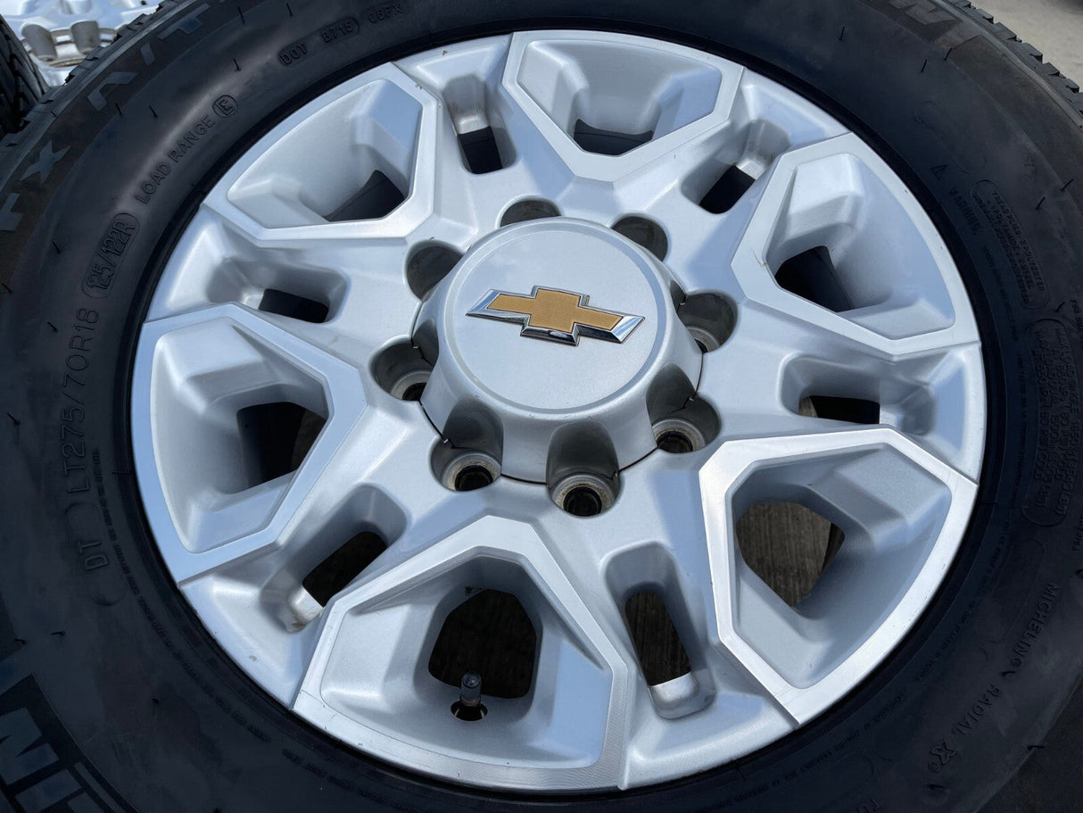 18" Chevy Silverado 2500 3500 OEM 5959 wheels rims MICHELIN LTX A/T2 Texas Truck Tire