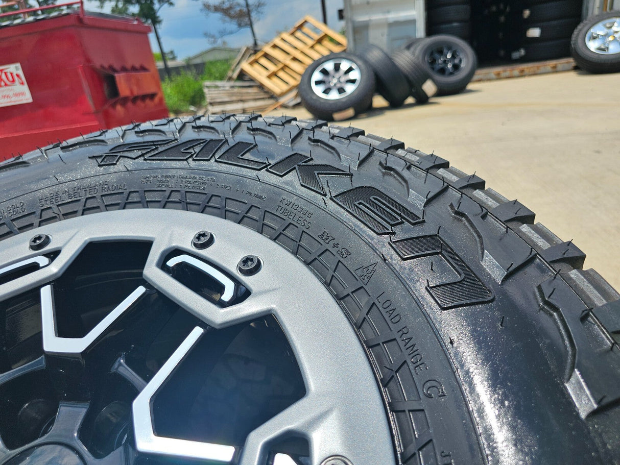 17" GMC Sierra Chevy Silverado OEM Beadlock wheels rims Canyon FALKEN A/T3 NEW Texas Truck Tire