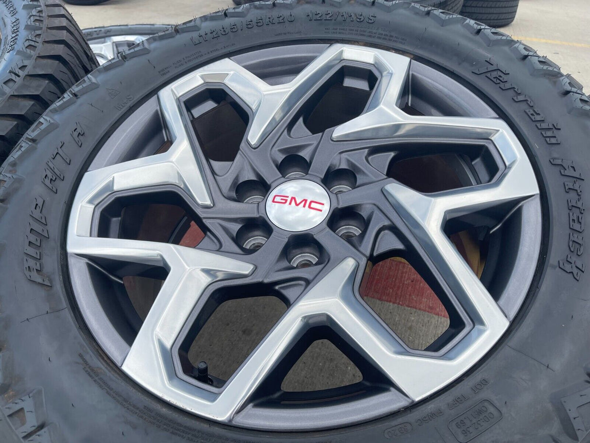 20" GMC Sierra Yukon AT4 Tahoe Silverado OEM wheels rims tires 2022 2023 2024 Texas Truck Tire