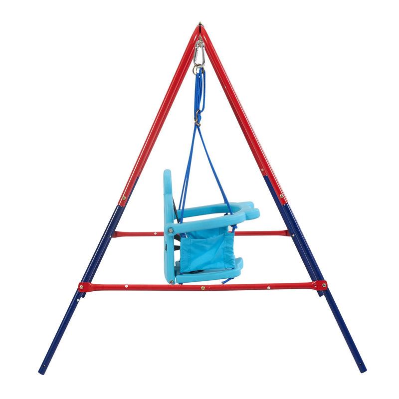 Green and Blue Baby Swing Set 2-in-1 Plastic Safe Mental Development Toy