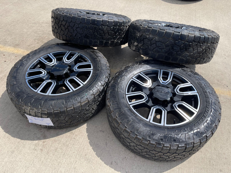 20" GMC Sierra AT4 2500 3500 OEM wheels rims 5950 Silverado tires TOYO A/T3 Texas Truck Tire