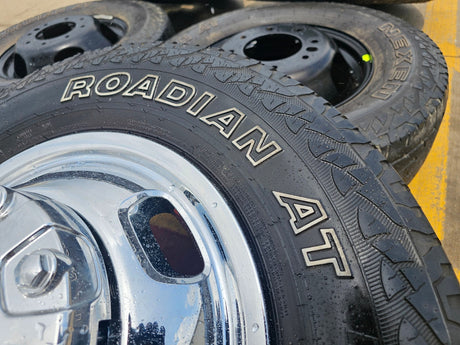 17" Dodge Ram 3500 Dually 8x200 wheels rims 2703 2704 OEM A/T tires Texas Truck Tire