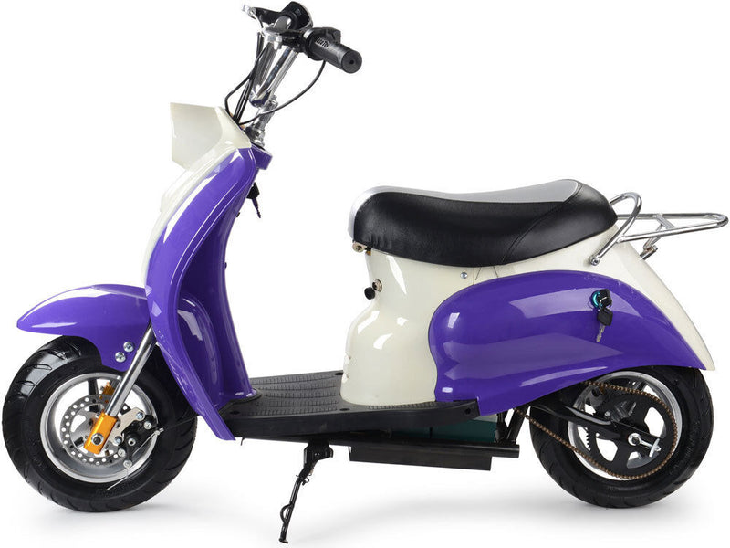 MotoTec 24v Electric Scooter in Lavender - Ride On Toy - Battery Powered - MT-EM - Excludes Sales in California