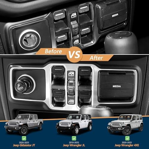 Black Window Button Cover for 2018-2025 Jeep Wrangler JL Unlimited Sahara