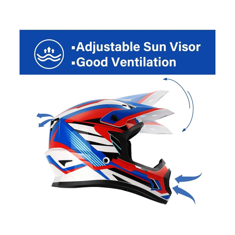 Youth Kids Motocross Offroad Street Dirt Bike Helmet for Motorcycle and ATV