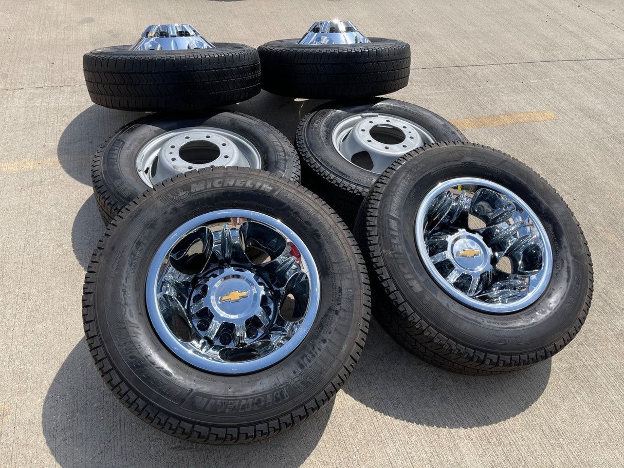 17" Chevy Silverado GMC Sierra 3500 Dually OEM 8094 rims wheels tires MICHELIN Texas Truck Tire