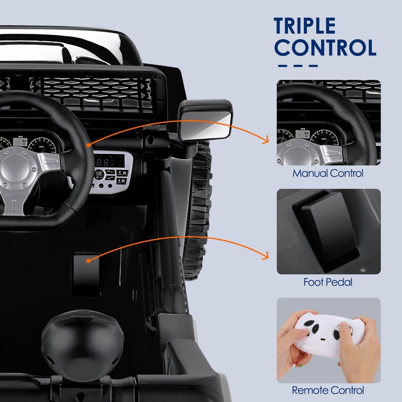 Electric Kids Ride-On Jeep Car with 12V/24V Power Wheels, Music, and Remote Control
