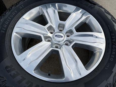20" Ford F-150 Expedition OEM rims wheels polished 10004 tires GOODYEAR A/T Texas Truck Tire