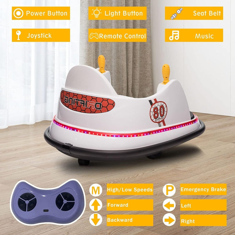 6V Electric Ride-On Bumper Car with Remote Control for Kids and Toddlers