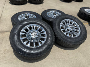 18" Ford F-250 F-350 OEM rims wheels 10290 chrome tires GOODYEAR WRANGLER A/T Texas Truck Tire