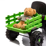 24V Battery-Powered Electric Ride-On Tractor with Trailer Toy