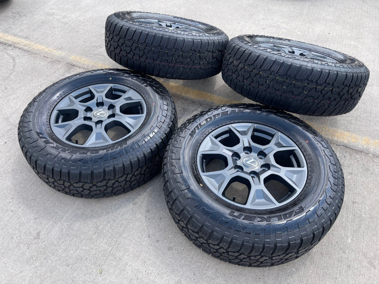 18" Lexus GX550 OEM 10544 wheels rims Land Cruiser Tundra Sequoia NEW FALKEN AT3 Texas Truck Tire