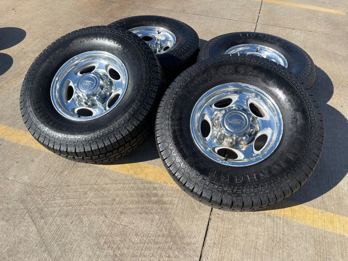16" Ford F-250 F-350 Excursion OEM 3408 polished wheels rims tires Texas Truck Tire