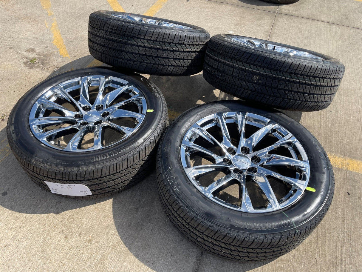 22" GMC Yukon Sierra Escalade OEM 95027 4875 wheels rims CHROME 2025 2026 NEW Texas Truck Tire