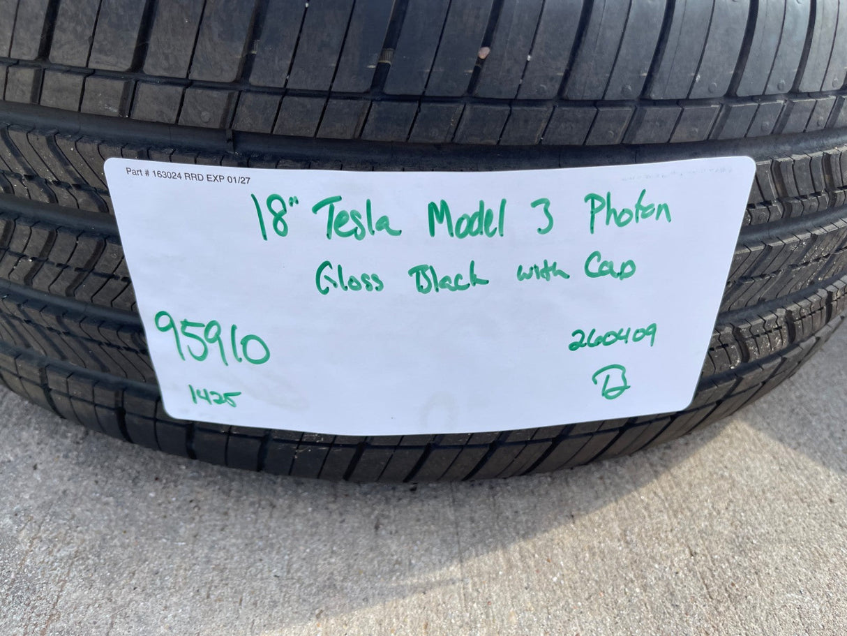18" Tesla Model 3 OEM Photon 95910 wheels rims 2024 2025 2026 2027 NEW MICHELIN Texas Truck Tire
