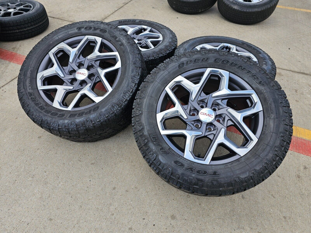 20" GMC Sierra Yukon AT4 Tahoe Silverado OEM wheels rims 95369 TOYO A/T2 Texas Truck Tire