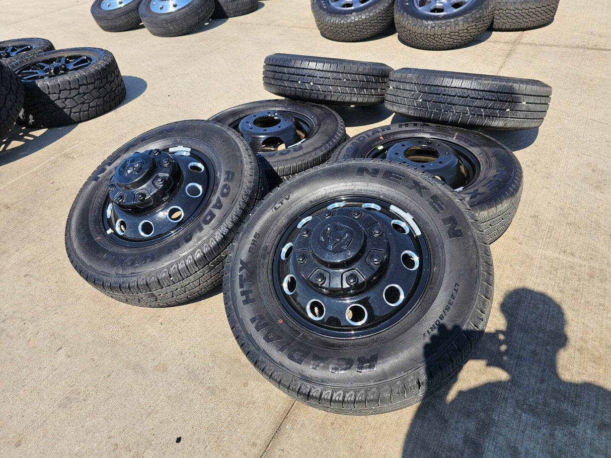17" Dodge Ram 3500 Dually Laramie wheels rims 2706 2707 OEM black 2025 2026 NEW Texas Truck Tire