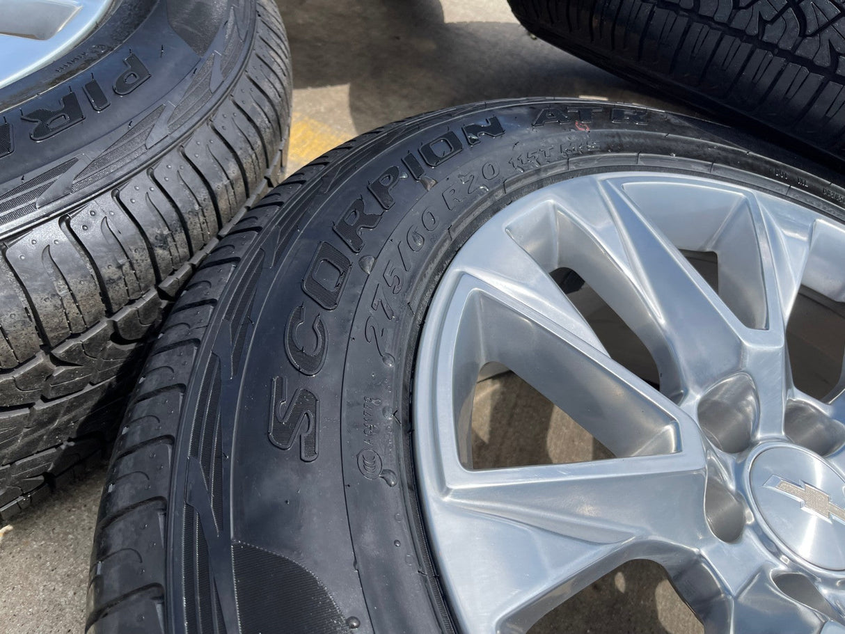 20" Chevy Tahoe Silverado LTZ 5920 OEM wheels rims Yukon 2025 2026 PIRELLI NEW Texas Truck Tire